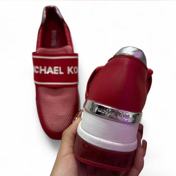 Michael Kors Felix Extreme Red Mesh Trainer Wedge Sneakers - Picture 6 of 6